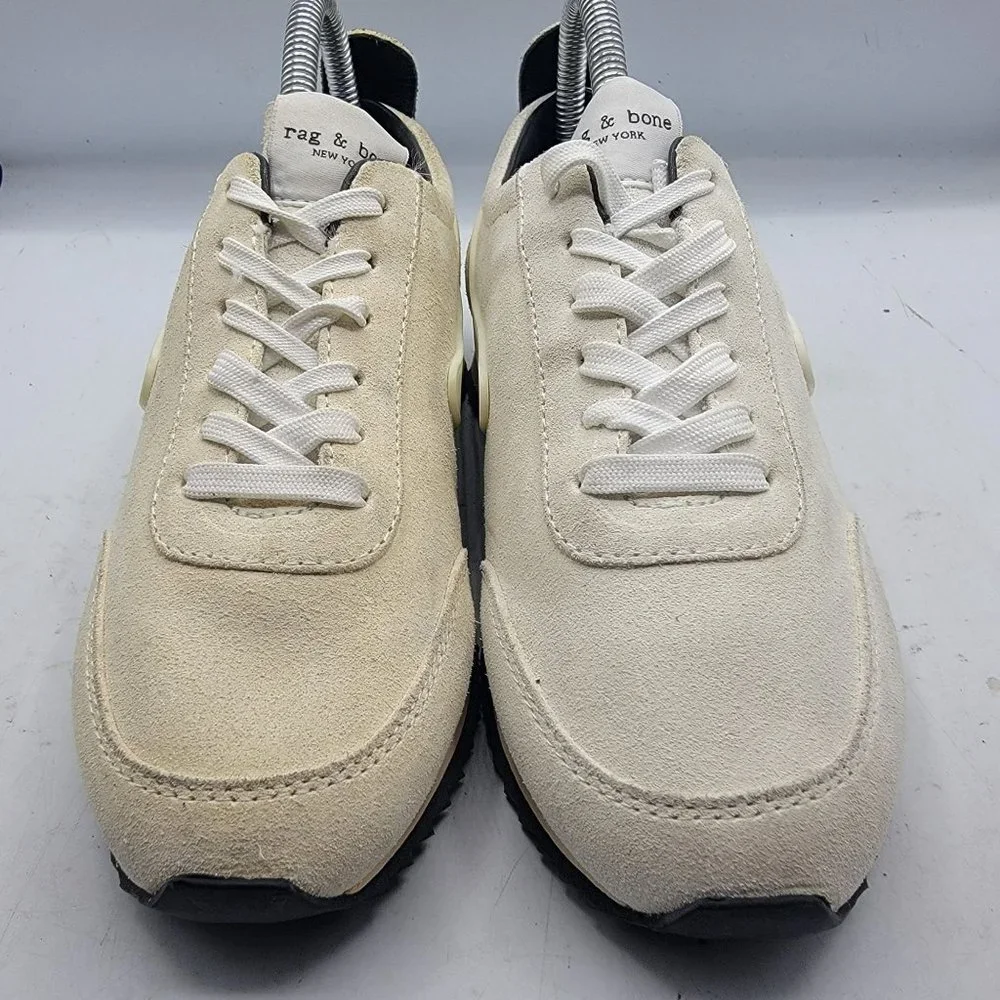 Rag & Bone Retro Runner Womens Size 6 Casual Sneaker Antique White Suede EU 36 - Picture 2 of 12